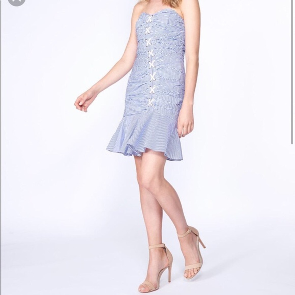 Veronica Beard bustier flounce dress stripe
